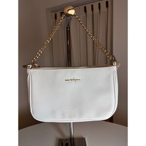 Nanette Lepore White Cream Leather Shoulder Bag Gold Hardware